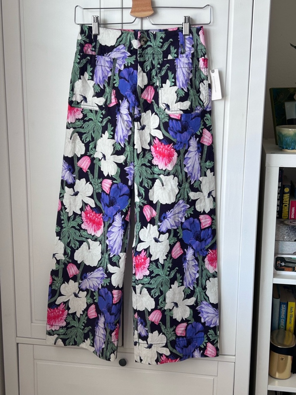 Anthropologie Cecilia Pettersson pants Floral Wide-Leg Crop Pants - Black Multi - Picture 7 of 12